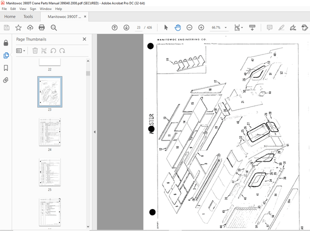 Manitowoc Traditional Crane 3900T Parts Manual SN 399048 - PDF