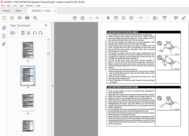 Maeda MC-285C-2 Mini-Crawler Crane Operation Manual  – PDF DOWNLOAD