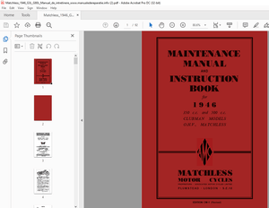 1946 Matchless  Motor Cycles 46/G3L and 46/G80L MAINTENANCE &amp; INSTRUCTION Manual  - PDF DOWNLOAD