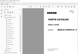 KCM WHEEL LOADER AUTHENT 80ZA,A-2 80ZIV,IV-2 Parts Manual 93309-00018  - PDF DOWNLOAD