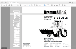 Kramer Allrad 612 SL/SLx Wheel loader Parts Manual – PDF DOWNLOAD