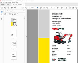 Wacker Neuson 3503 Crawler Excavator Parts Manual 1000133027 - PDF DOWNLOAD 