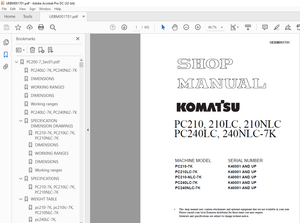 Komatsu Hydraulic Excavator PC210,210LC,210NLC PC240LC,240NLC-7K Shop Manual  