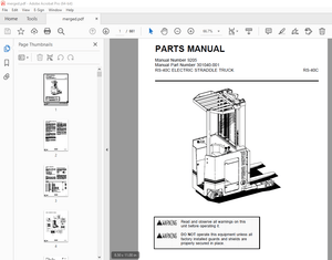 BT Prime Mover RS-40C Electric Straddle Truck Parts Manual - PDF DOWNLOAD