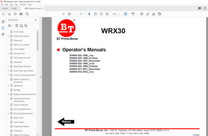 BT Prime-Mover Forklift WRX30 Electric Straddle Reach Stacker Truck Operator’s Manual – PDF DOWNLOAD