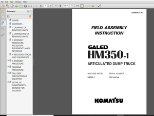 Komatsu Articulated Dump Truck HM350-1 Field Assembly Instruction Manual - PDF DOWNLOAD