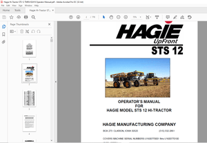 Hagie Hi-Tractor STS 12 Sprayer Operator’s Manual 493391 – PDF DOWNLOAD