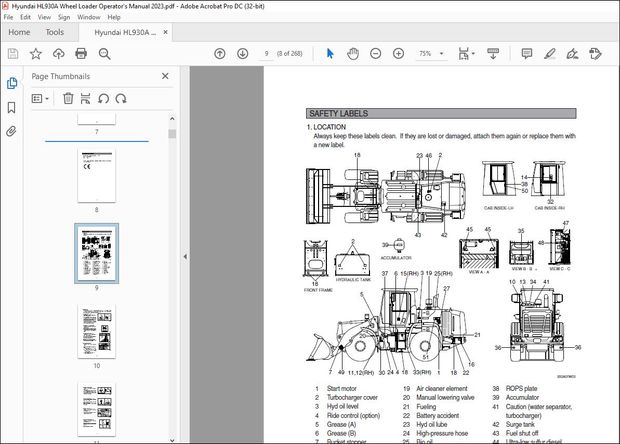 Hyundai HL930A Wheel Loader Operator’s Manual 2023 – PDF DOWNLOAD