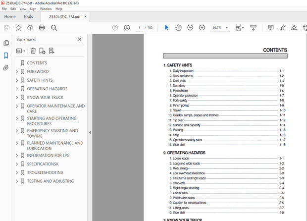 Hyundai 25LC/30LC-7M 25GC/30GC-7M LPG Forklift Operator’s Manual 2023 – PDF DOWNLOAD