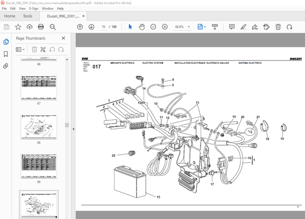 Ducati 996 2001 Parts Manual 915.1.081.1C - PDF DOWNLOAD 