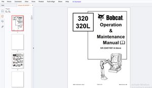 Bobcat 320 320L Operation &amp; Maintenance Manual SN 224511001 &amp; Above – PDF DOWNLOAD