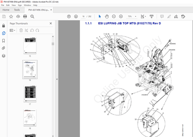 Manitowoc Crane MLC650 Luffing Jib Parts Manual 607496 – PDF DOWNLOAD