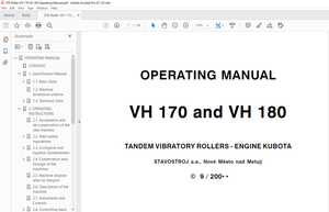 STA ROLLER VH 170 &amp; VH 180 TANDEM VIBRATORY ROLLERS ENGINE KUBOTA OPERATING MANUAL – PDF DOWNLOAD