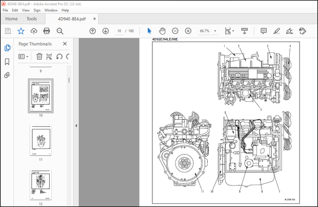 Komatsu 4D92E, 4D94LE &amp; 4D98E Diesel Engine Shop Manual 4D94E-BE4 – PDF DOWNLOAD