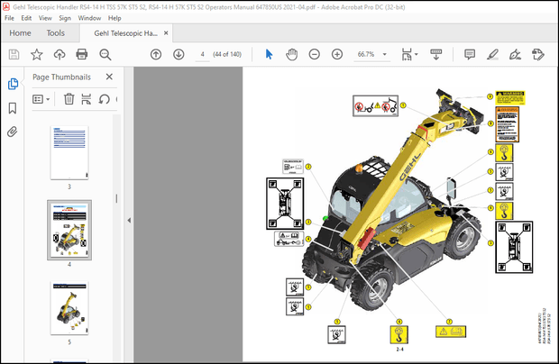 Gehl RS4-14 H TSS 57K ST5 S2 RS4-14 H 57K ST5 S2 Operator’s Manual 647850US – PDF DOWNLOAD