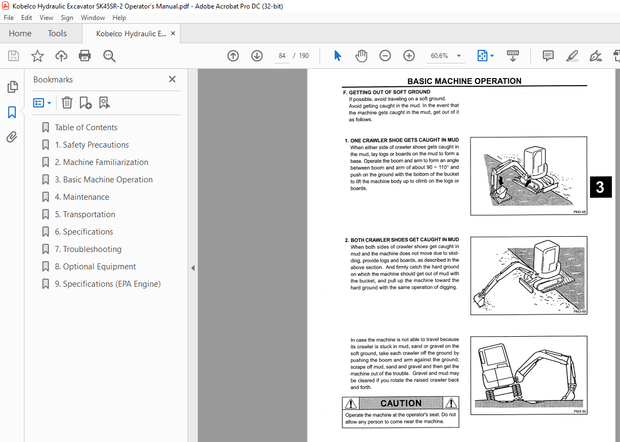 Kobelco SK45SR-2 Hydraulic Excavator Operator’s Manual – PDF DOWNLOAD