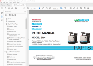 Unicarriers Nissan Forklift 2W4 Parts Manual PN CF850-UBOOK - PDF DOWNLOAD
