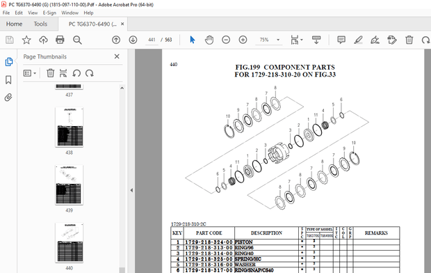 Iseki TG6370G TG6490G Tractor Parts Manual (1815-097-110-00) - PDF DOWNLOAD