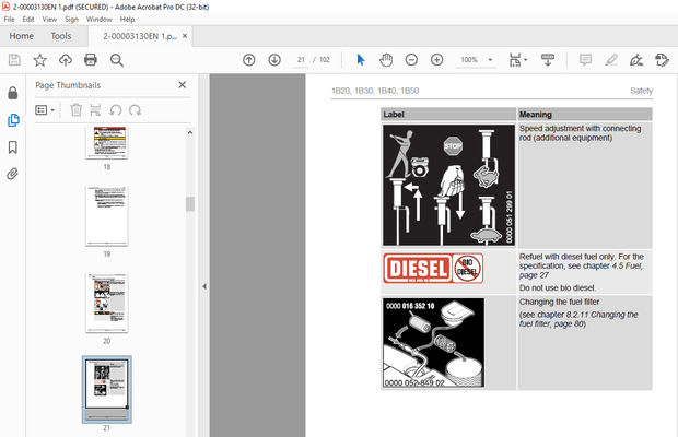 Hatz-Diesel 1B20 1B30 1B40 1B50 for Diesel Engine Manual PDF