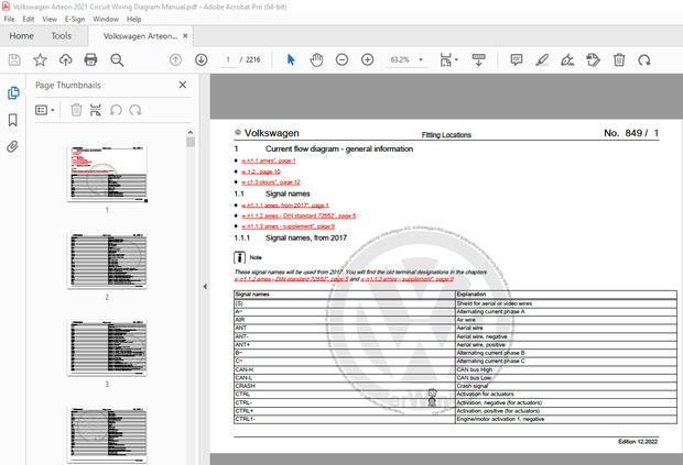 Volkswagen Arteon 2021 Circuit Wiring Diagram Manual - PDF DOWNLOAD