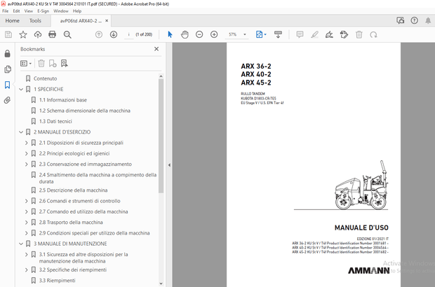 AMMANN ARX 36-2 ARX 40-2 ARX 45-2 MANUALE D’USO - PDF