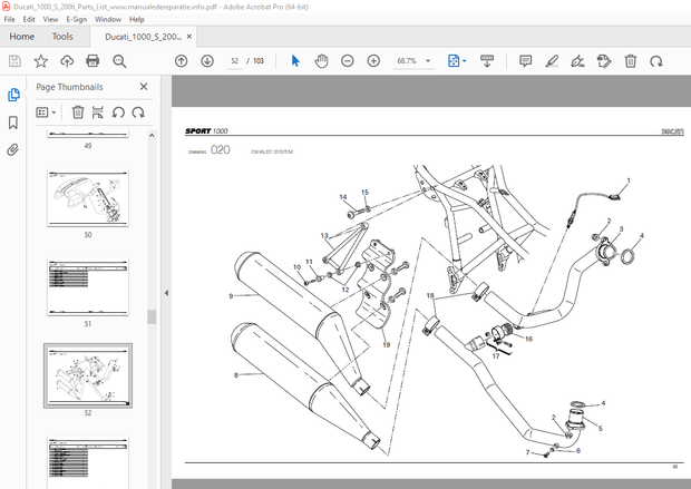 Ducati Sportclassic 1000 Parts Manual PN 91512392A - PDF DOWNLOAD 