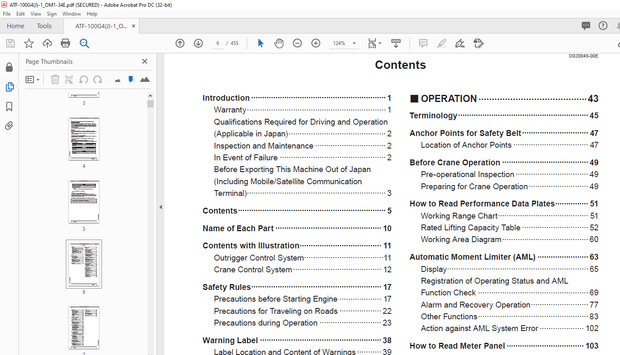 Tadano All Terrain Crane ATF100G-4 Operation Manual – PDF DOWNLOAD