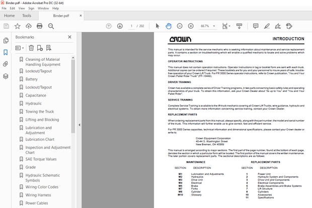 Crown Forklift PR 3000 Series Pallet Service Manual – PDF DOWNLOAD