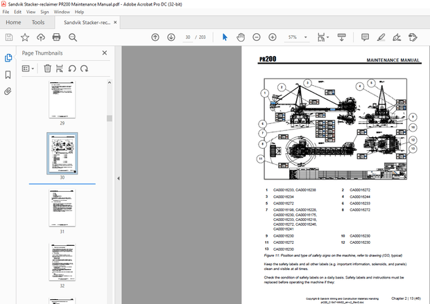 Sandvik Stacker-reclaimer PR200 Maintenance Manual - PDF DOWNLOAD