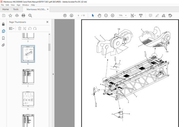 Manitowoc Crane MLC650WB Parts Manual 6507017 PDF
