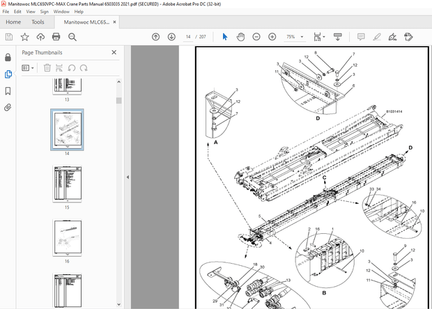 Manitowoc Crane MLC650VPC-MAX Parts Manual SN 6503035 – PDF DOWNLOAD