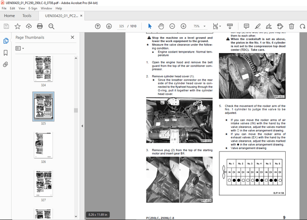 Komatsu PC290LC-8,PC290NLC-8 Hydraulic Excavator Repair Service Manual UEN00420-01 - PDF DOWNLOAD