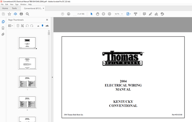 Thomas Built Buses Conventional 2004 Electrical Wiring Manual  – PDF DOWNLOAD