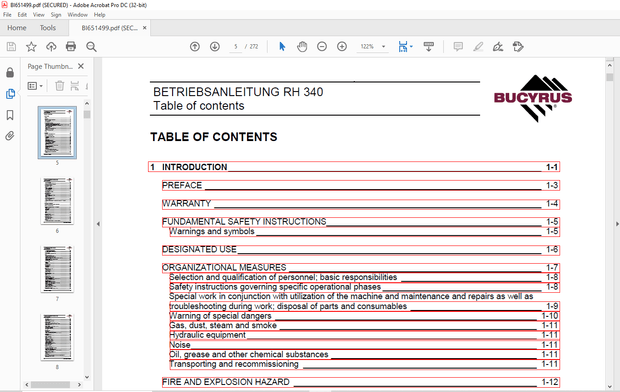 Cat Bucyrus RH 340 Hydraulic Excavator Operating Instructions Manual BI651499 – PDF DOWNLOAD
