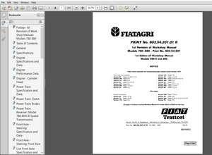New Holland Fiat trattori 780, 780DT, 880, 880-5, 880DT, 880DT-5, 980, 980DT Service Repair Manual 