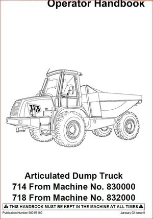 Jcb 714 718 Articulated Dump Truck-operator Handbook No Restriction - PDF DOWNLOAD