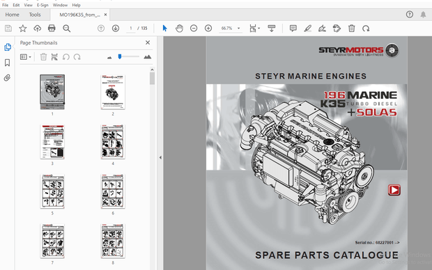 Steyr MO174V40 Marine Turbo Diesel Solas Parts Manual_482290001 – PDF DOWNLOAD