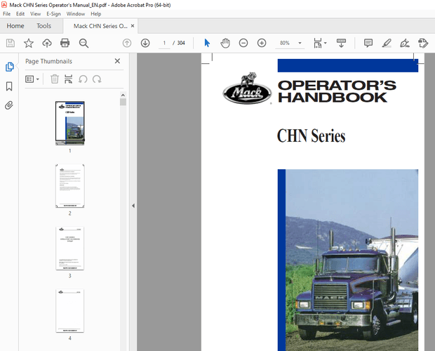 Mack Truck CHN Series Operator&#x27;s Manual TS78407 - PDF DOWNLOAD 
