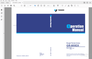 Tadano GR-800EX Rough Terrain Crane Operation Manual – PDF