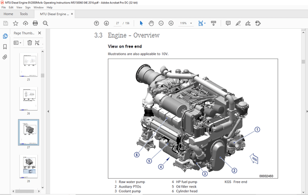 MTU Diesel Engines 8V2000Mx4x 10V2000Mx4 Operating Instructions Manual MS150060-04E PDF DOWNLOAD