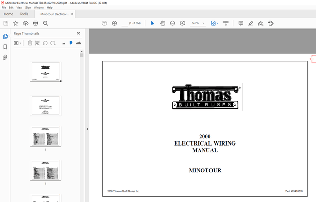 Thomas Built Buses MINOTOUR 2000 ELECTRICAL WIRING MANUAL  – PDF DOWNLOAD