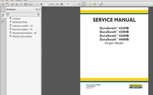 NEW HOLLAND DURASWATH 425HB, 430HB, 436HB, 440HB DRAPER HEADER SERVICE MANUAL