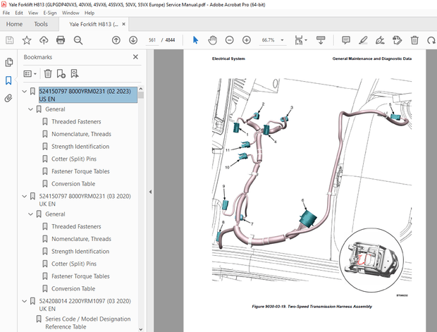 Yale Forklift H813 (GLPGDP40VX5, 40VX6, 45VX6, 45SVX5, 50VX, 55VX Europe) Service Manual PDF