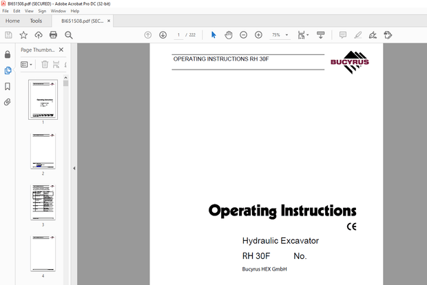 Cat Bucyrus RH 30F Hydraulic Excavator OPERATING INSTRUCTIONS MANUAL – PDF DOWNLOLAD