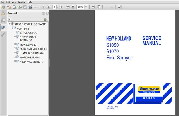 New Holland S1050 S1070 Field Sprayer Service Manual -  PDF DOWNLOAD