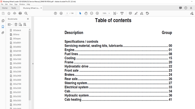 Mustang Wheel Loader ML52 Service Manual(50940190) – PDF DOWNLOAD
