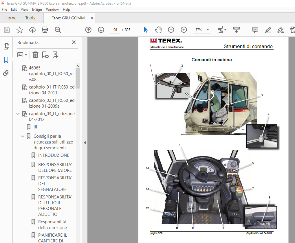 Terex GRU GOMMATE RC60 Uso e manutenzione – PDF DOWNLOAD