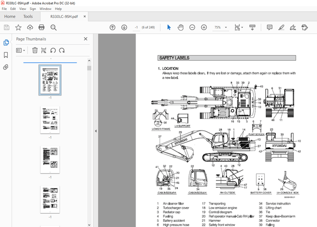 Hyundai R330LC-9SH Excavator Operator’s Manual 2023 – PDF DOWNLOAD