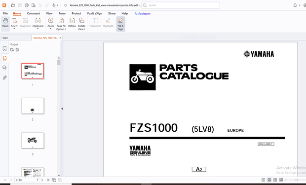 Yamaha FZ21000 Parts Manual (5LV8) - PDF DOWNLOAD