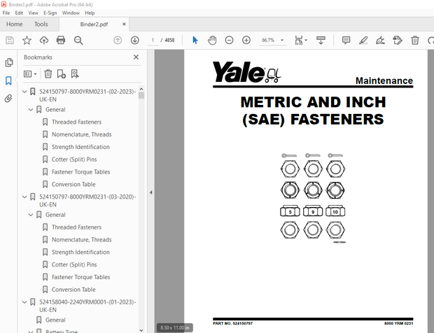 Yale Forklift A985 (ERP40VM, ERP45VM, ERP50VM, ERP50VM6, ERP55VM6) Service Manual PDF